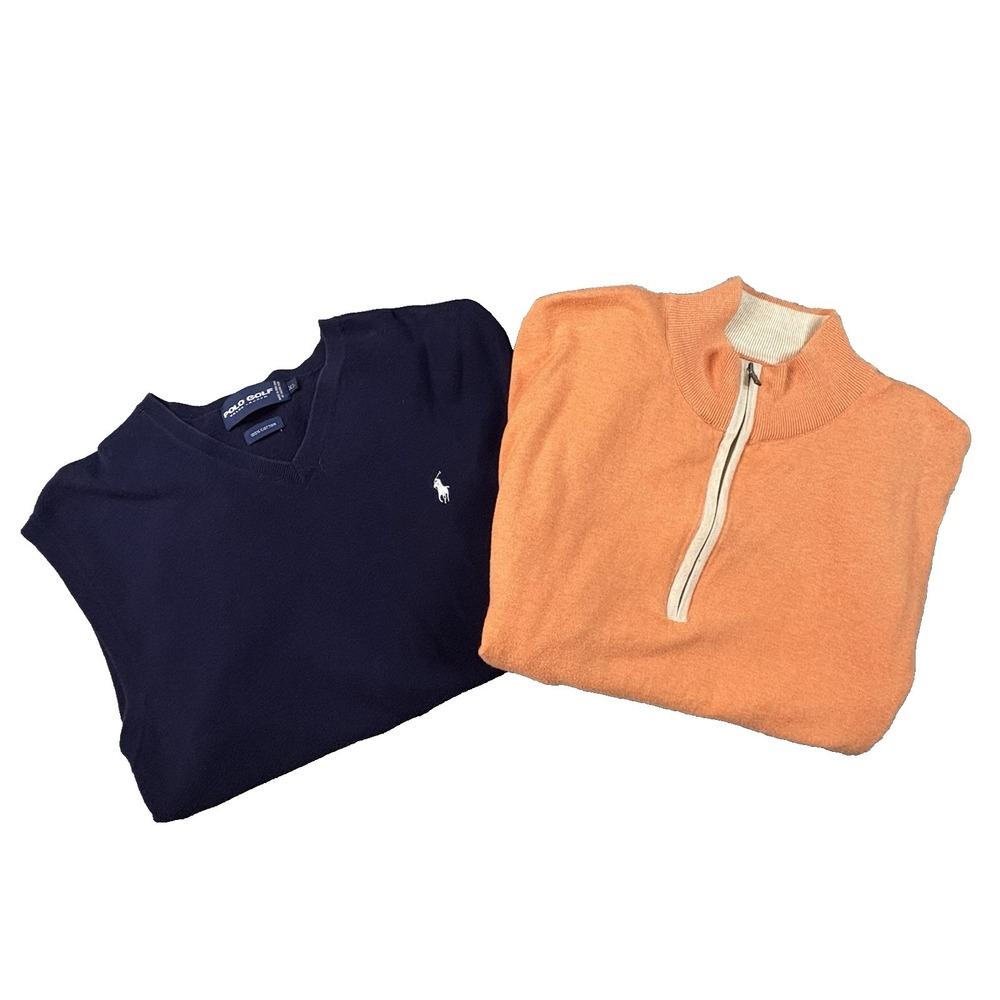 MIXED LOT OF‎ 2 Men's XL Cutter & Buck/VTG Polo Ralph Lauren Golf Vests SEE DESC
